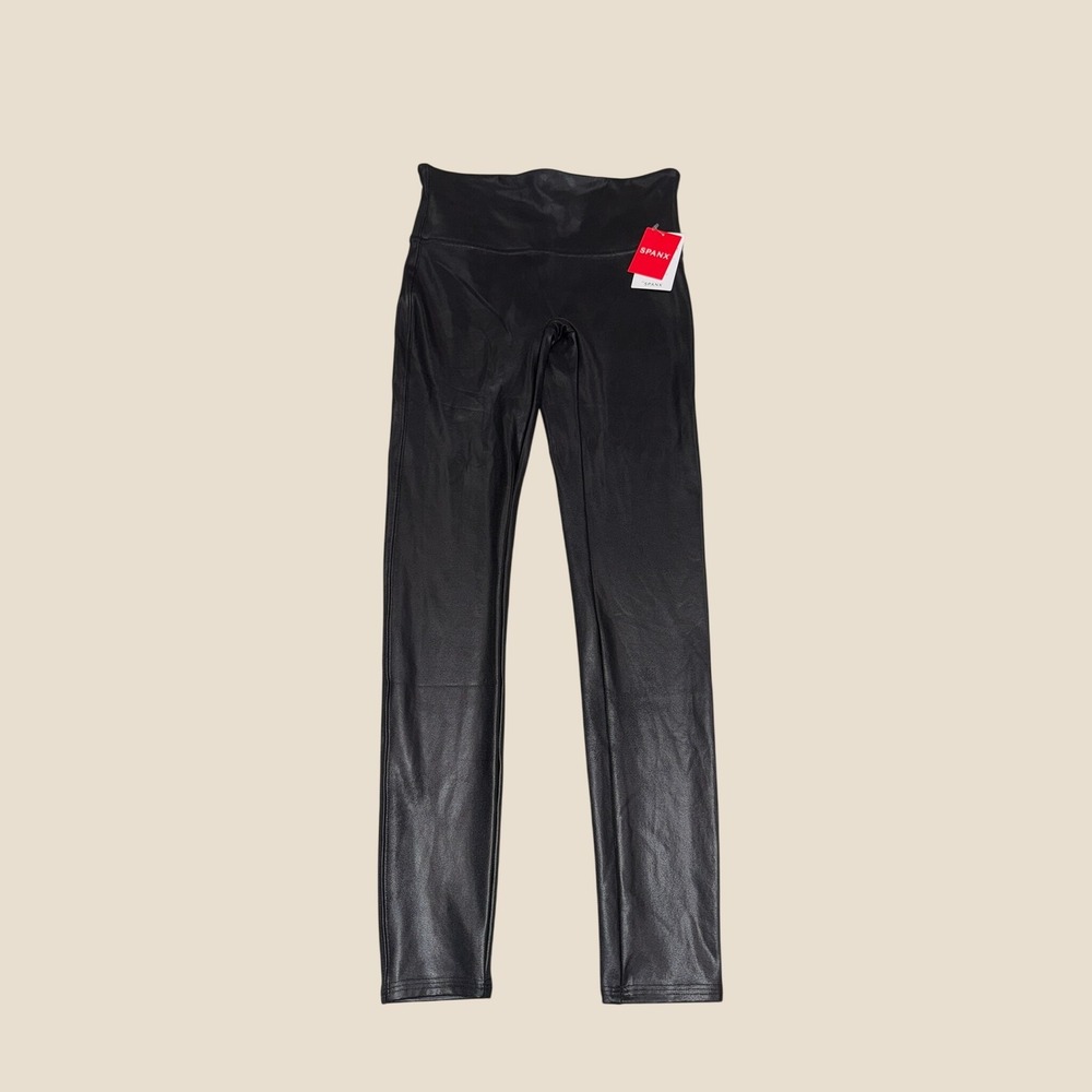 Spanx Faux Leather Leggings Black High Waisted Small NWT